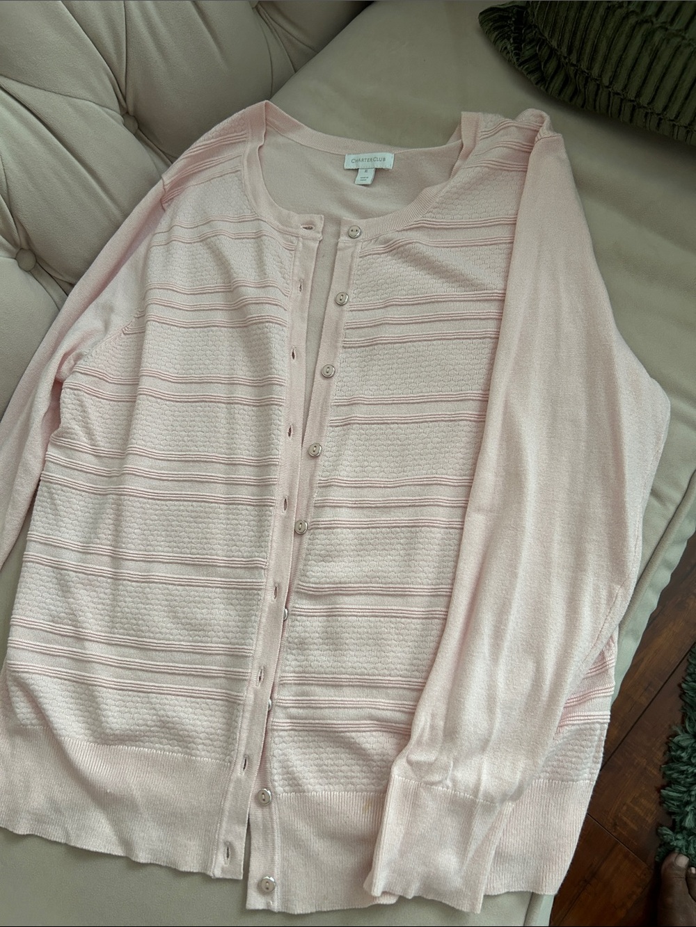Charter Club Pale Pink Button-Front Women's Cardigan